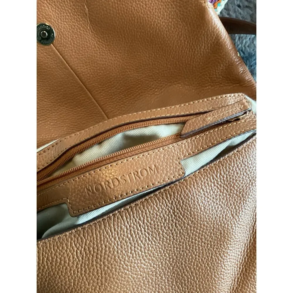 Nordstrom Women's Bella Leather Shoulder Crossbody Bag Casual‎ Minimalist Tan